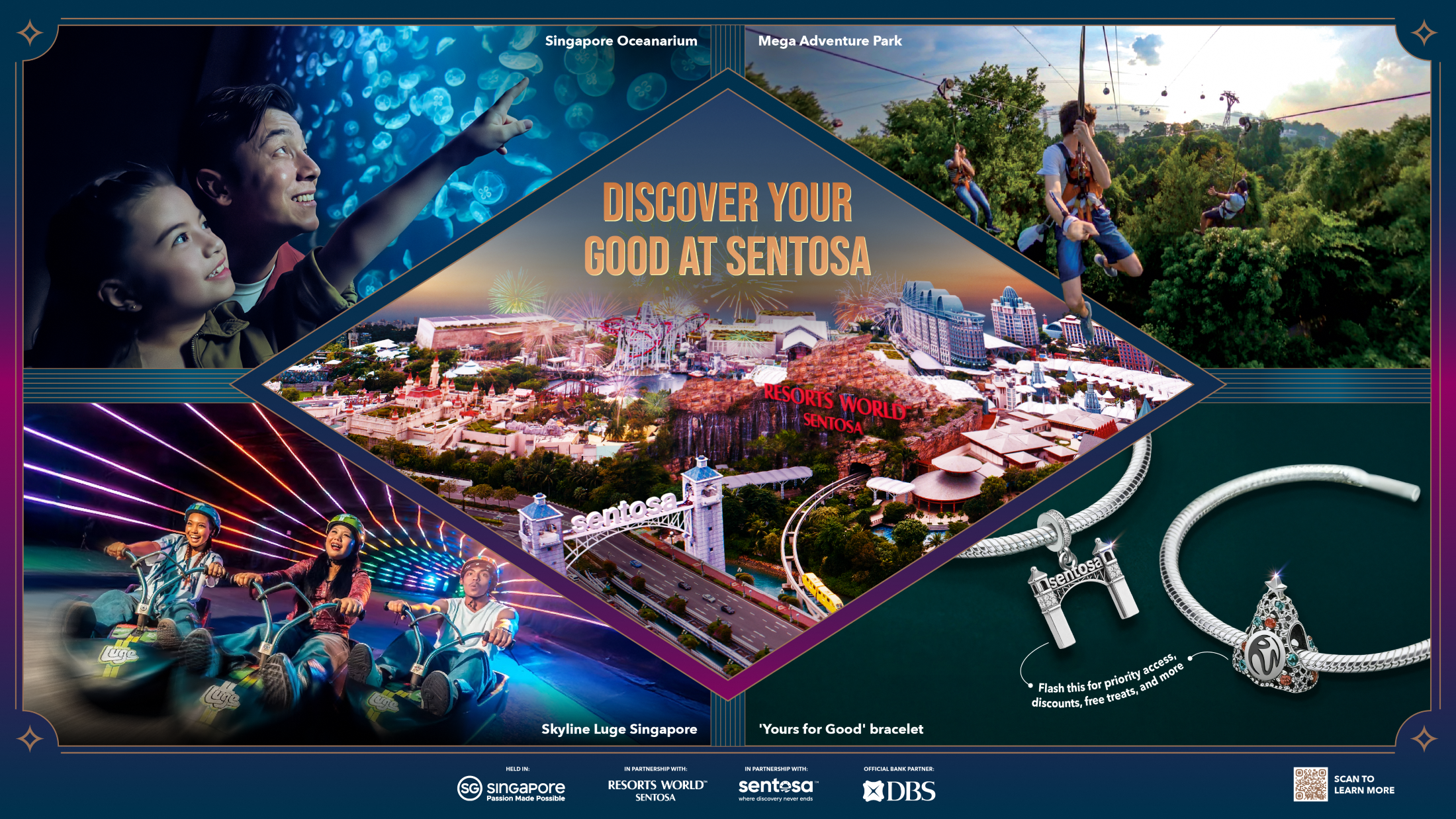 a myraid of sentosa activities such as luge, oceanarium, and zipline